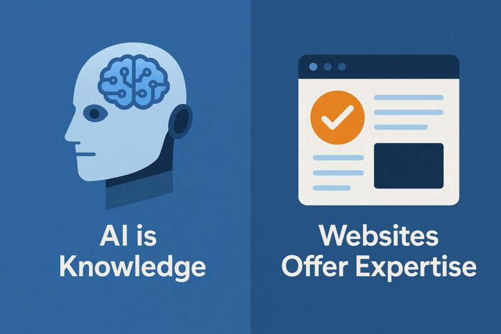 AI is knowledge. Websites offer expertise